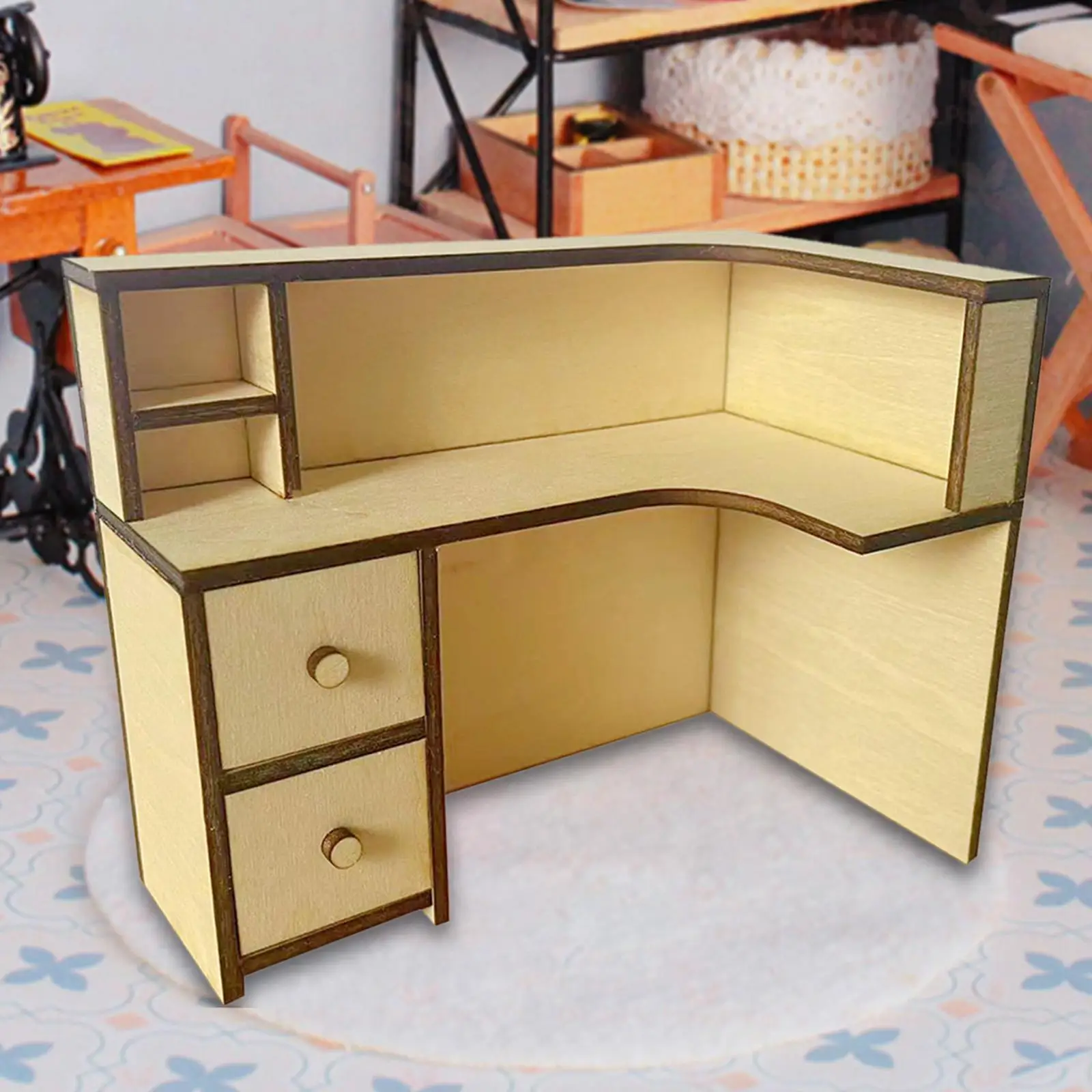 1/12 Dollhouse Mini Bookcase Pretend Play Storage Organizer Shelves Simulation Wooden Kids Bookshelve for Nursery Kids Toddlers