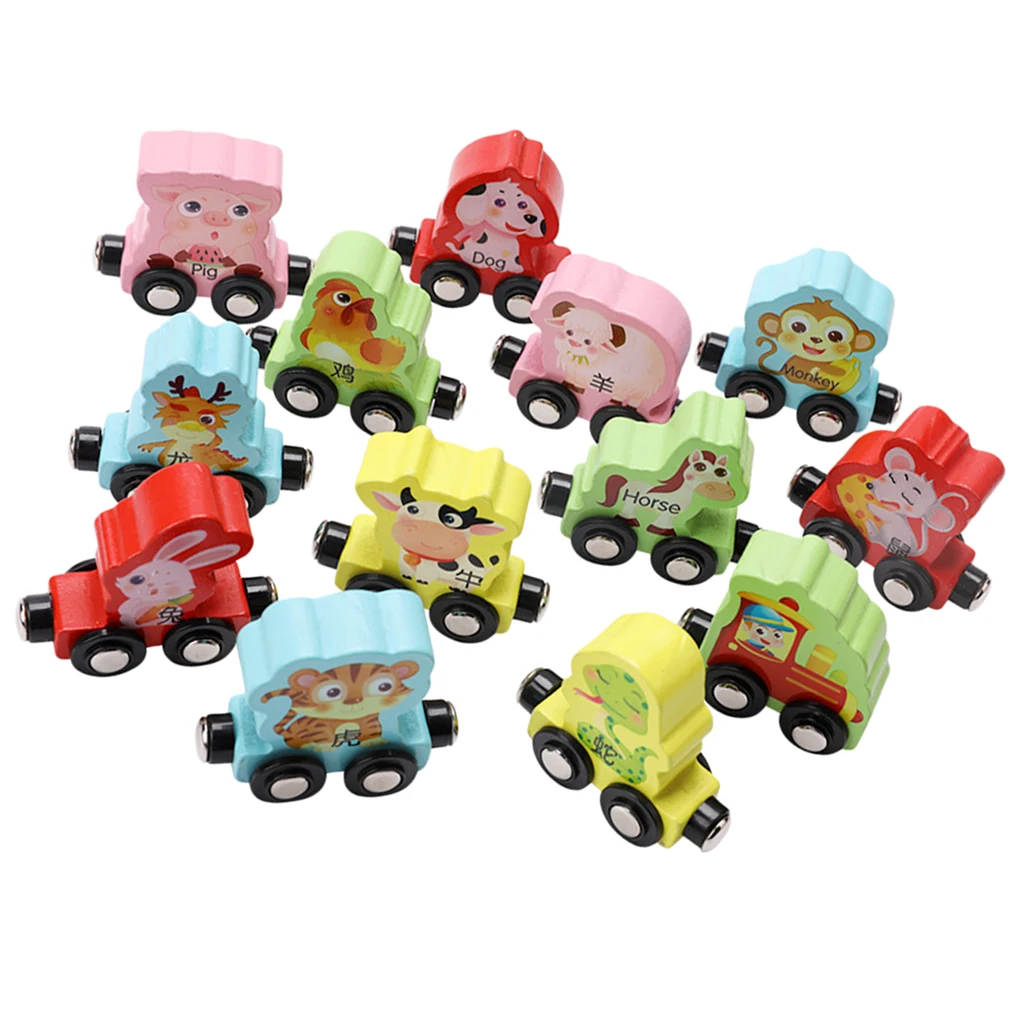 Wooden Rural Farm Train Set with 1, Children` Vehicle Playset