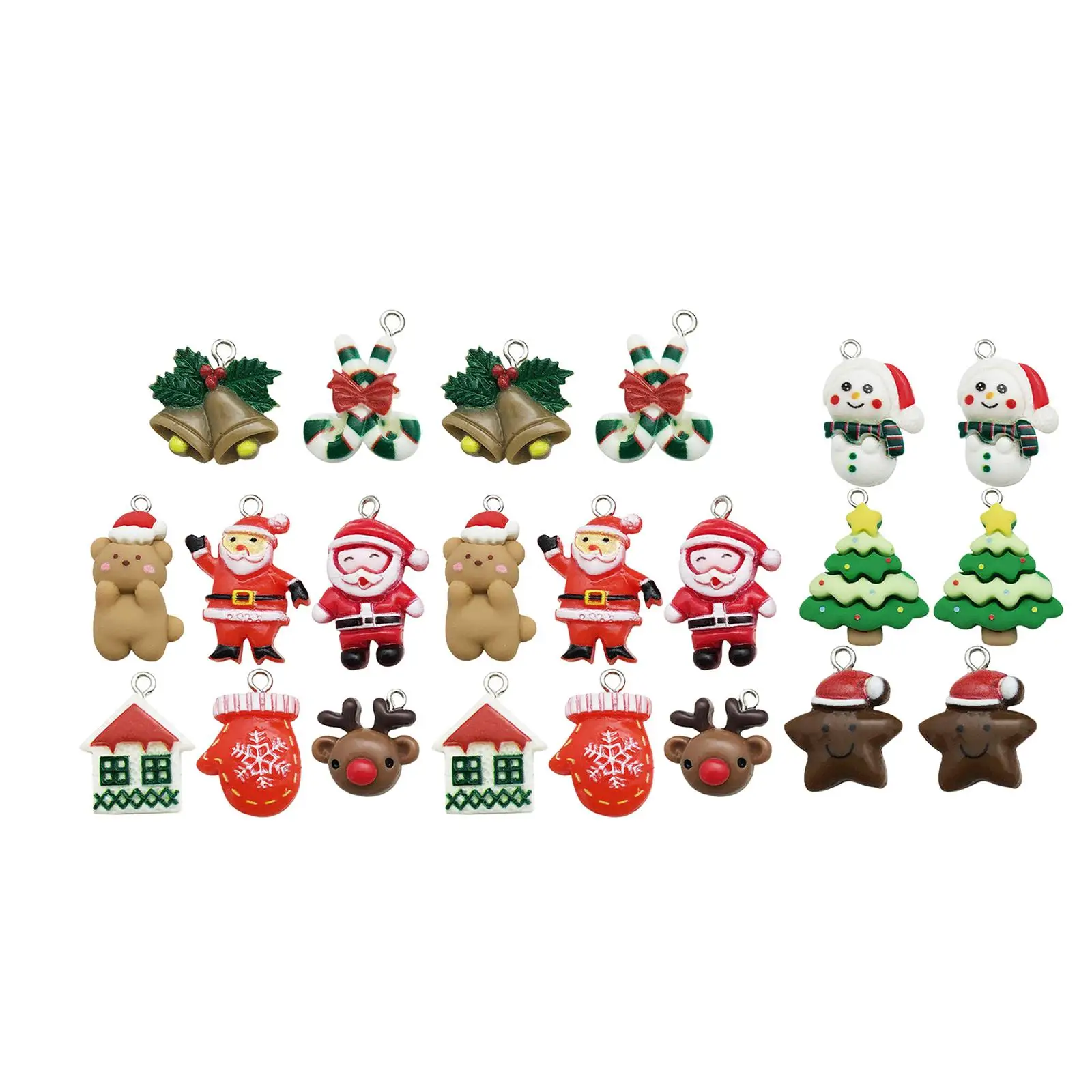 22x Christmas Pendants Assorted Christmas Charms Cute Birthday Gifts Crafts for Bracelets Keychain Jewelry Making Necklaces Home