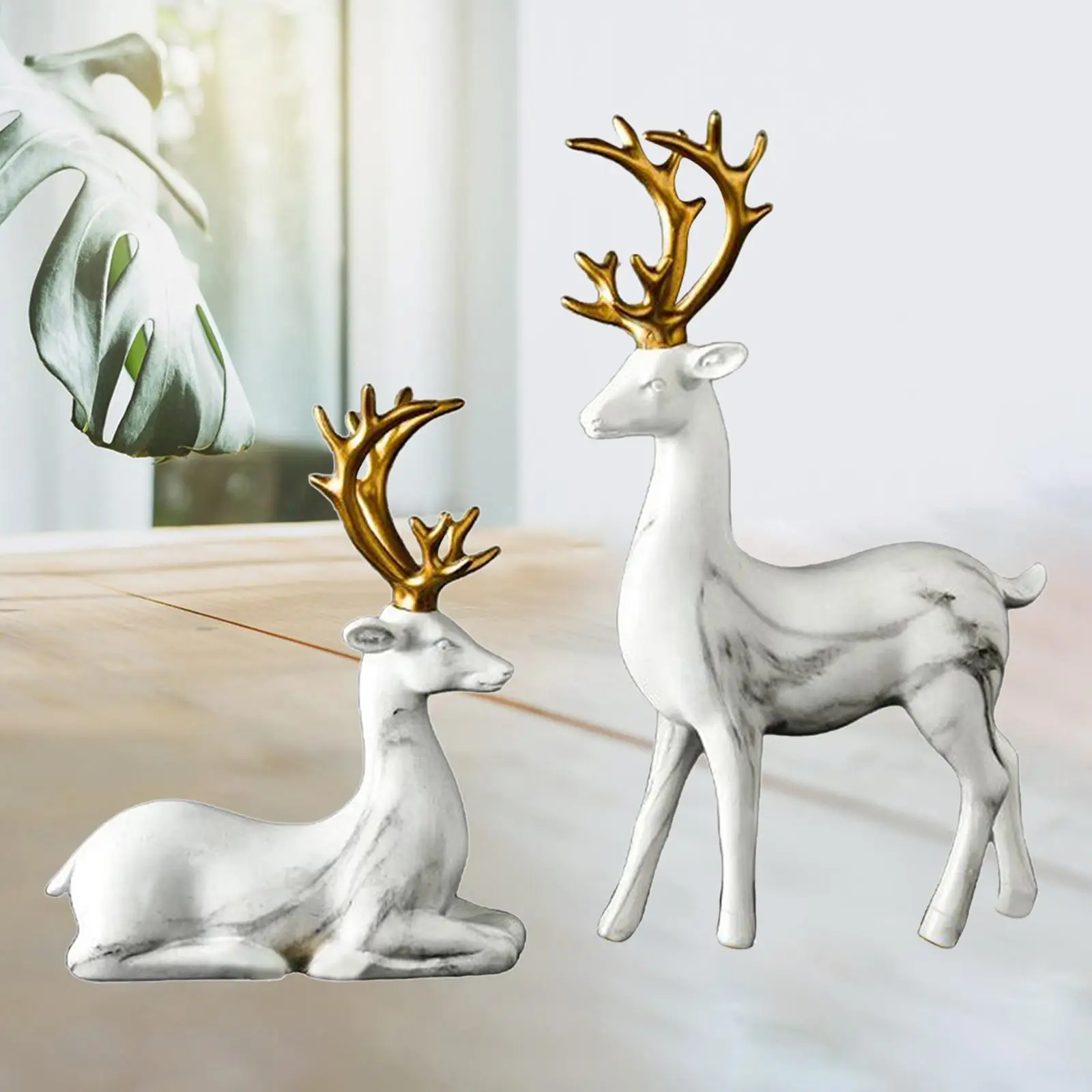 1 Pair Resin SculptureS, Home Decor Elk Deer Statue Tabletop Ornaments, Housewarming Gifts