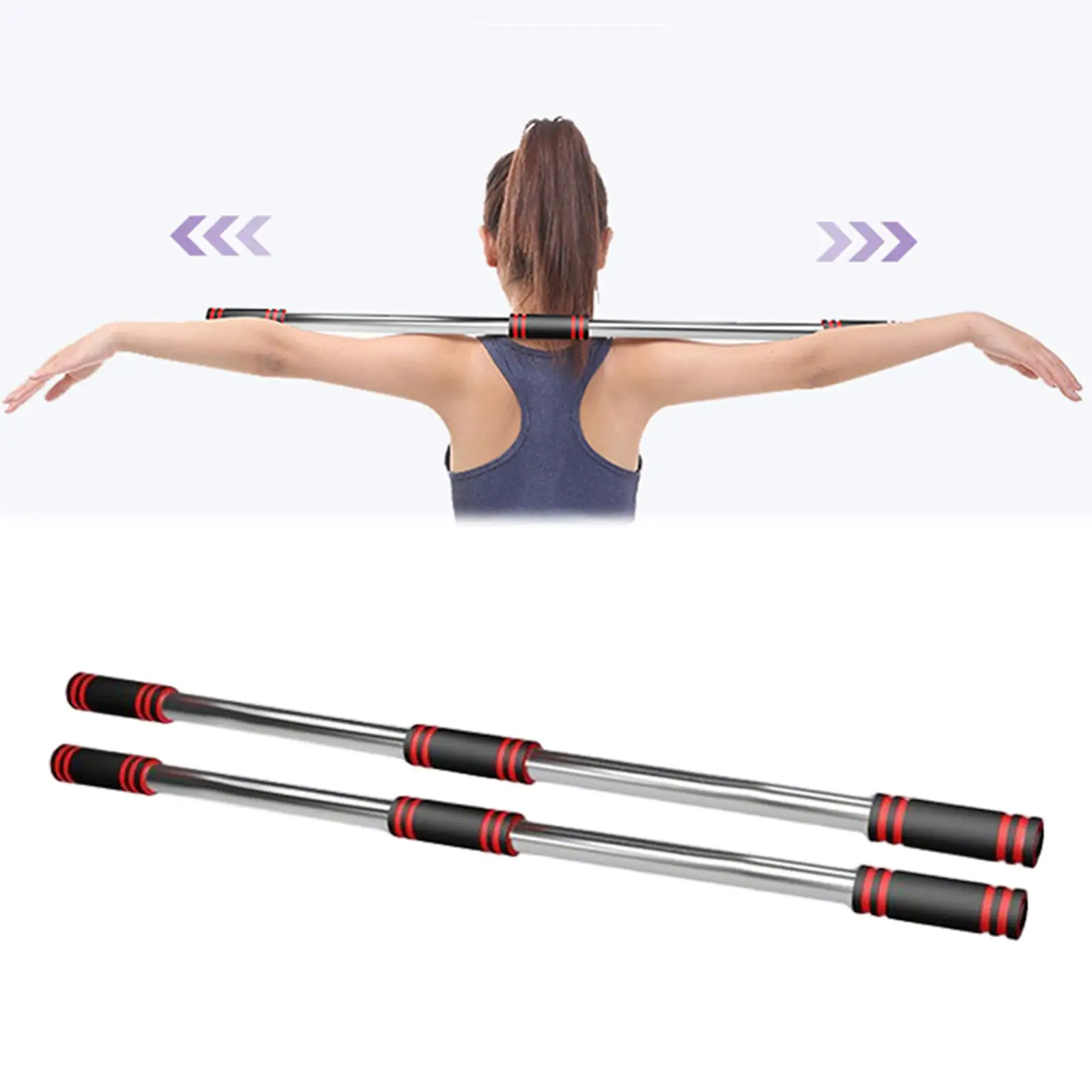 1 Pair of Yoga Pole Straightener Stretching Stick Detachable Multipurpose Mobility Training Steel Balance for Home Fitness Girls