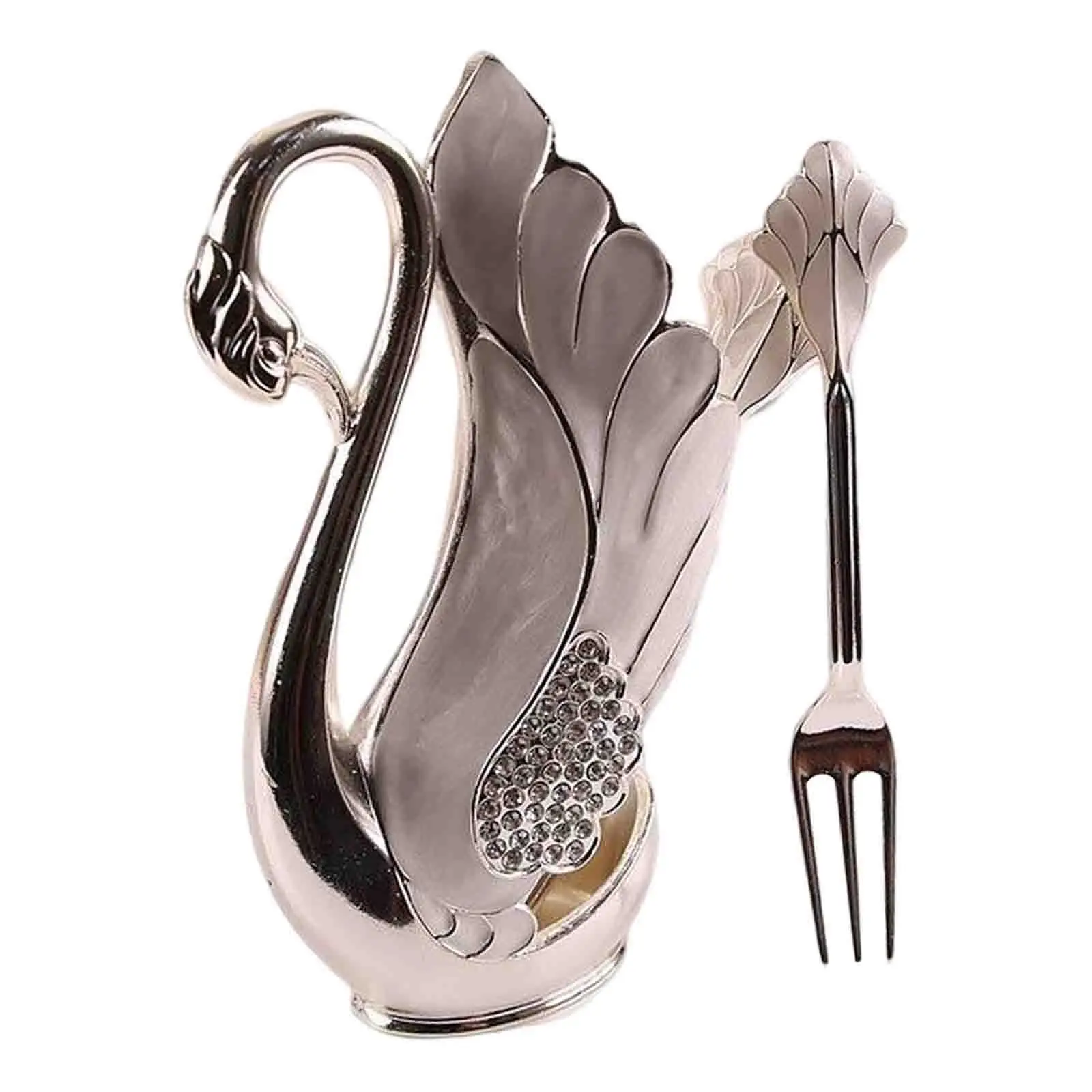 Modern Swan Tableware Holder Base Swan for spoon Organizer Metal dessert Spoon Set Fork Spoon Stand Flatware Holder