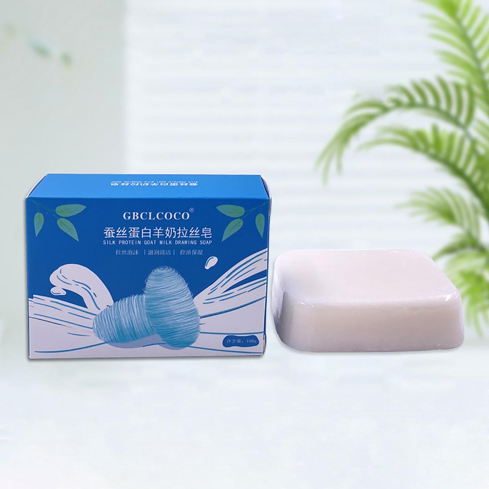 3.53 oz Handmade Silk Goat Milk Facial Soap Smooth Organic Silk Cleansing Bar Soap for Moisturizing Face Clean Hands Teen Adults