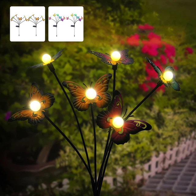 LED Iron Butterfls Outdoor Light, Garden And Courtyard Decoration Light,  Solar Garden Lights High Flexibility Iron Wire & Realistic Butterflies,  Decor