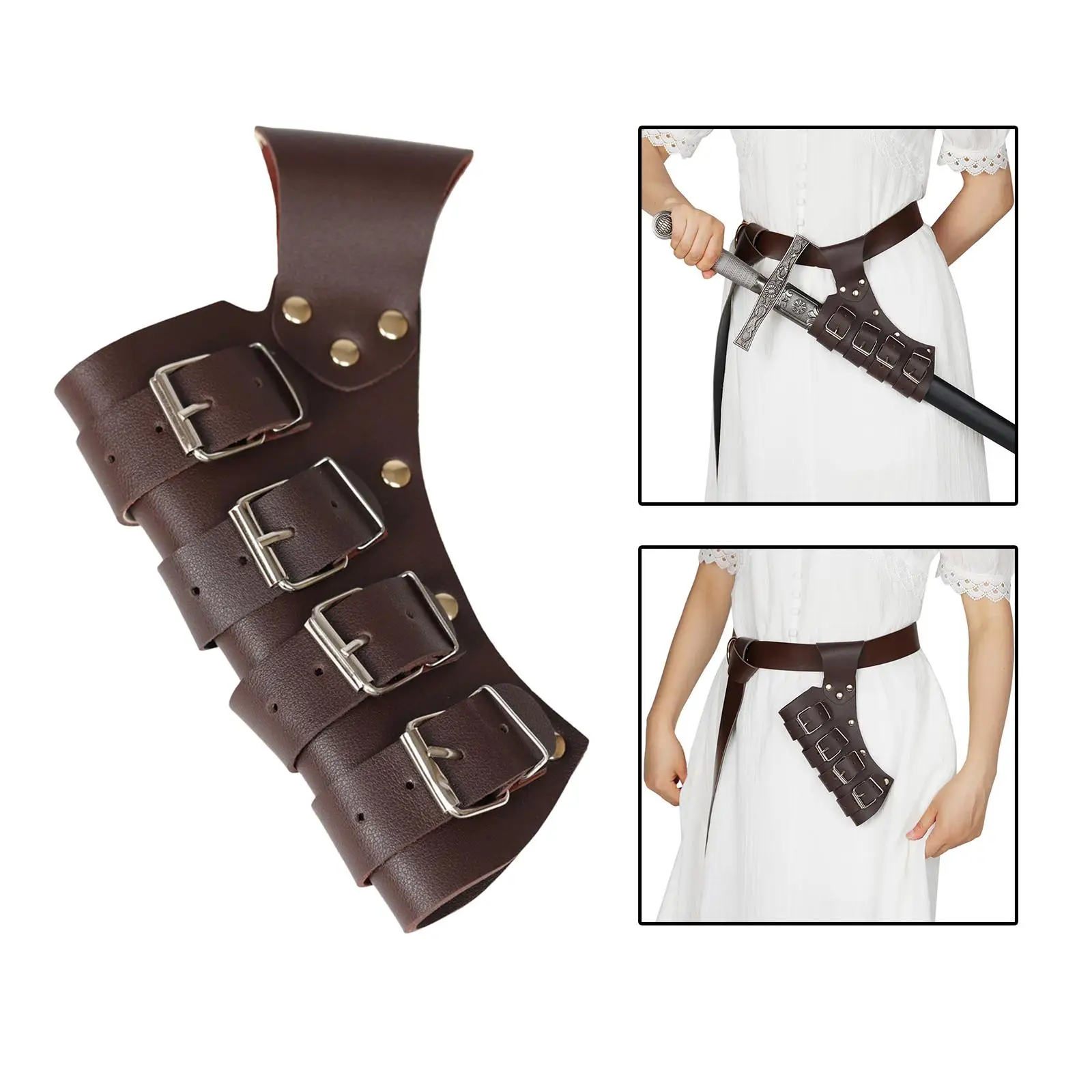 PU Leather Medieval Frog Knight Costume Assassin Scabbard Rapier for Cosplay Stage Performances