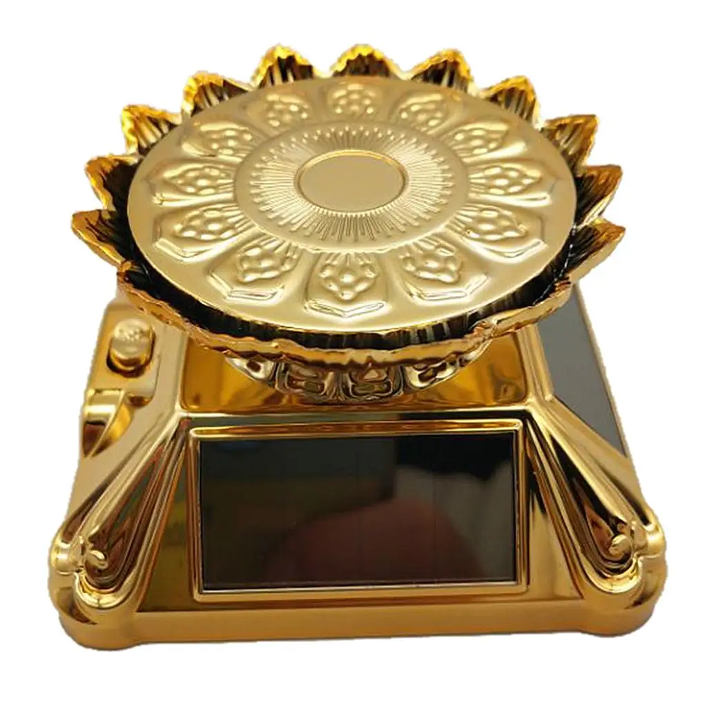 Solar Energy Rotary Clock Telephone Jewelry Display Stand Turntable Golden