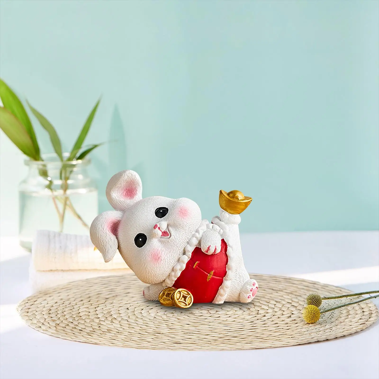 Chinese New Year Rabbit Statue Miniature Crafts Desktop Ornament for Bedroom