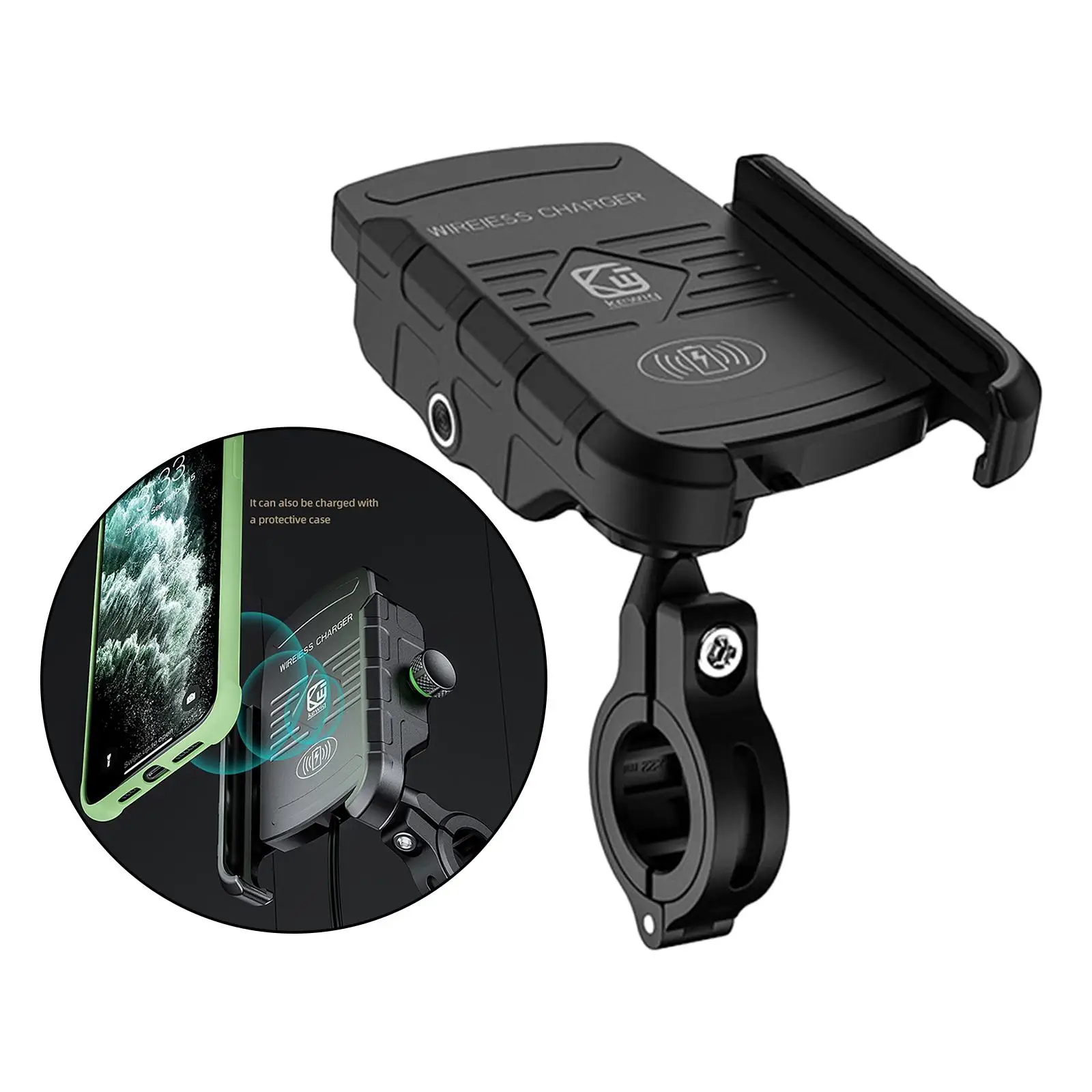 Motorcycle 15W   Phone Holder Fast Charging for 3.5-6.5 inch Cellphones ATV