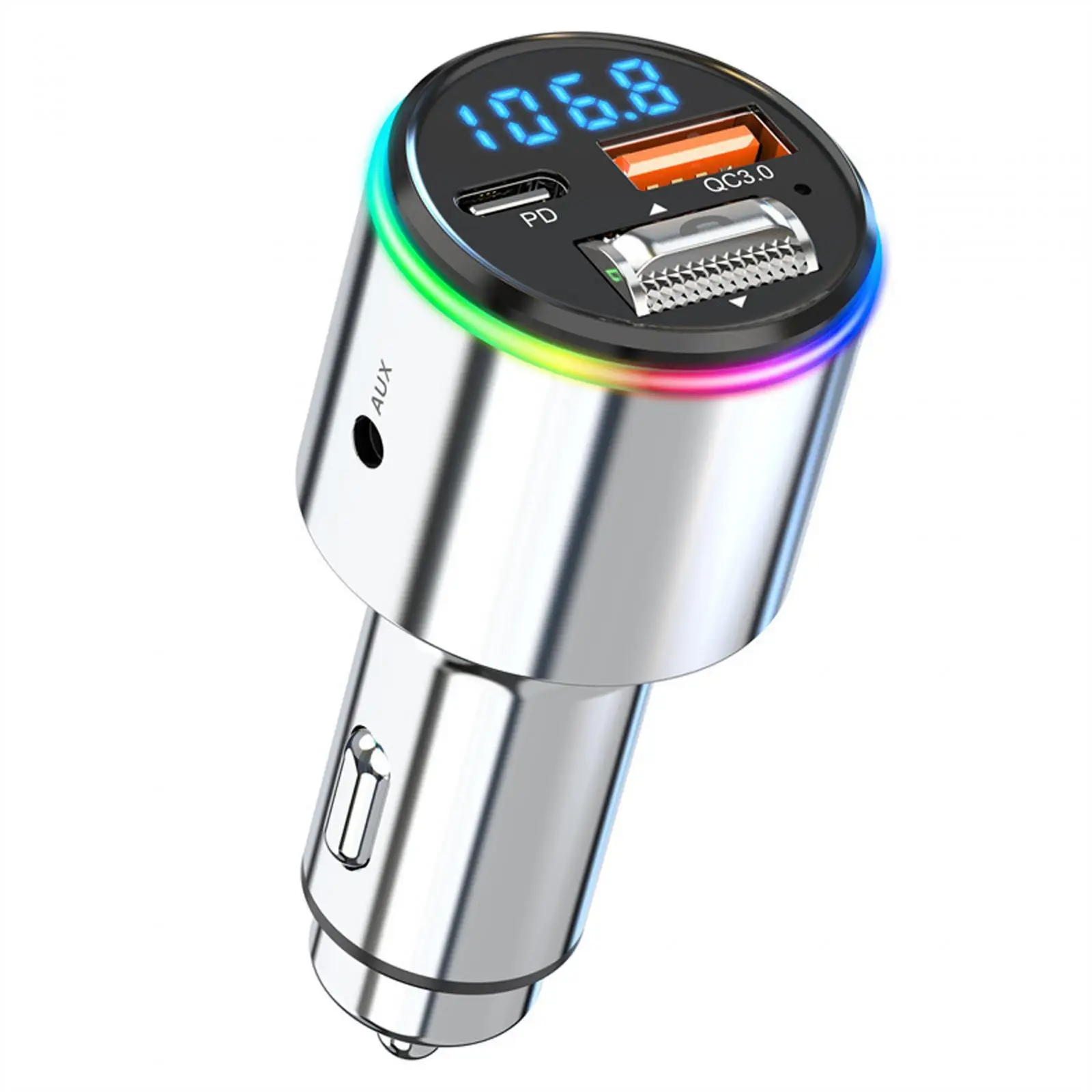 V5.3 FM Transmitter for Car QC3.0 Fast Charging Music Player for SUV