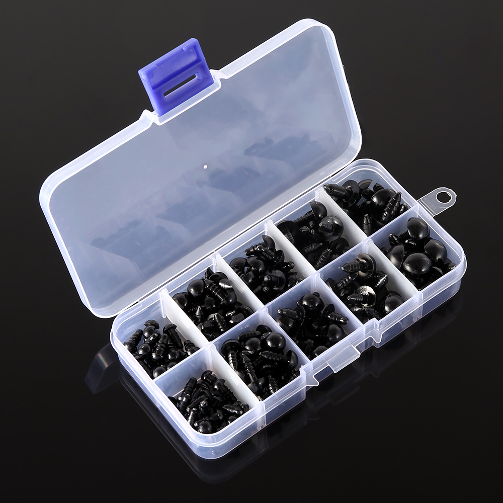 150 Stück DIY-Puppen-Sicherheitsaugen, 6–12 mm, schwarzer Kunststoff, Bastelaugen für Bärenspielzeug, Kinder, DIY-Handwerk, Stofftier-Puppenzubehör – Detail 10