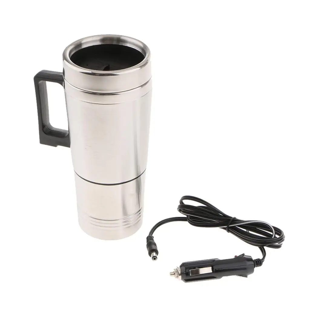 12V  Heated Hot Water Kettle Bottle Cup Stainless Steel Pretty