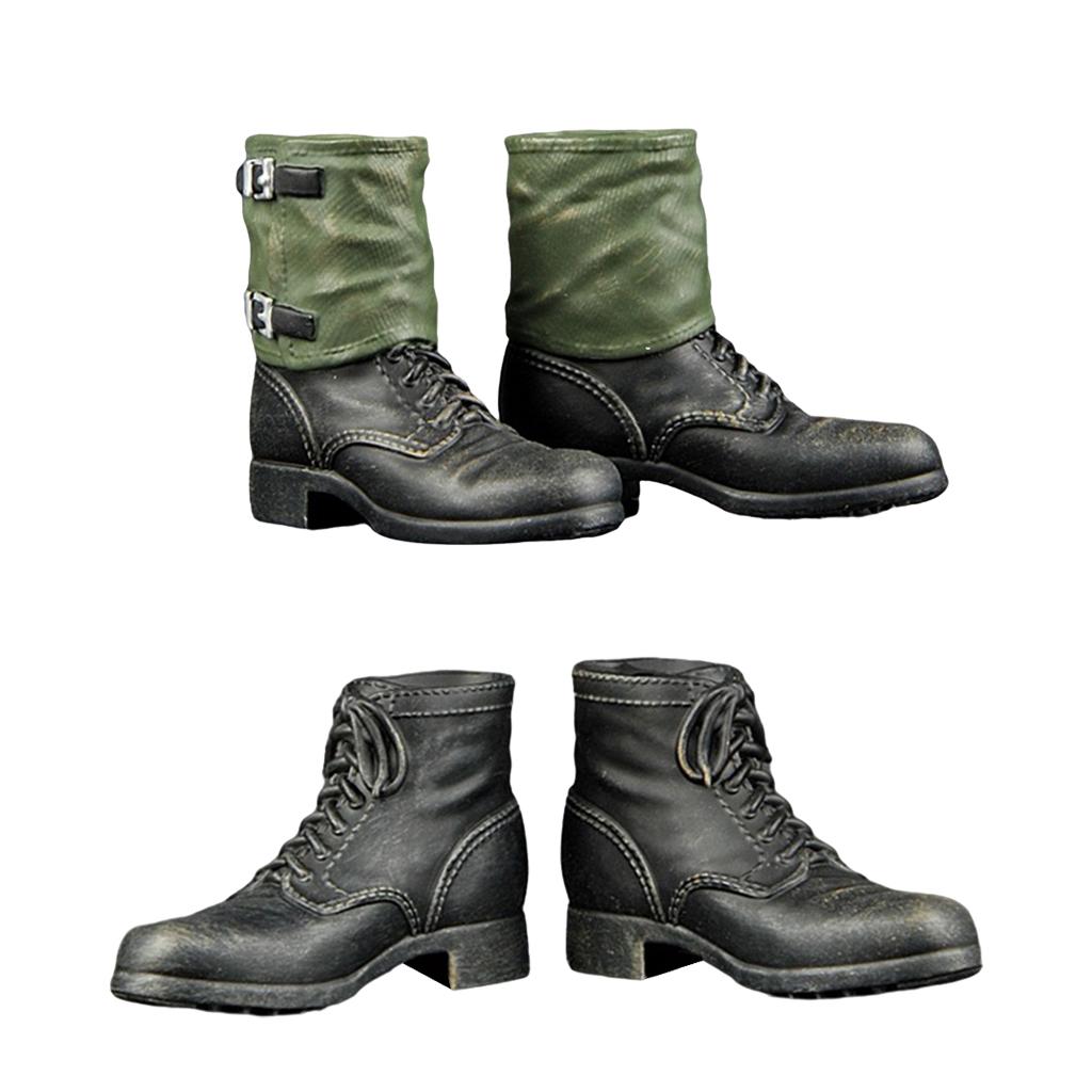 1:6 Plastic WWII German Soldier Lace Up Combat Boot Shoes for 12inch DML TC Dragon Action Figure Costume Accessory