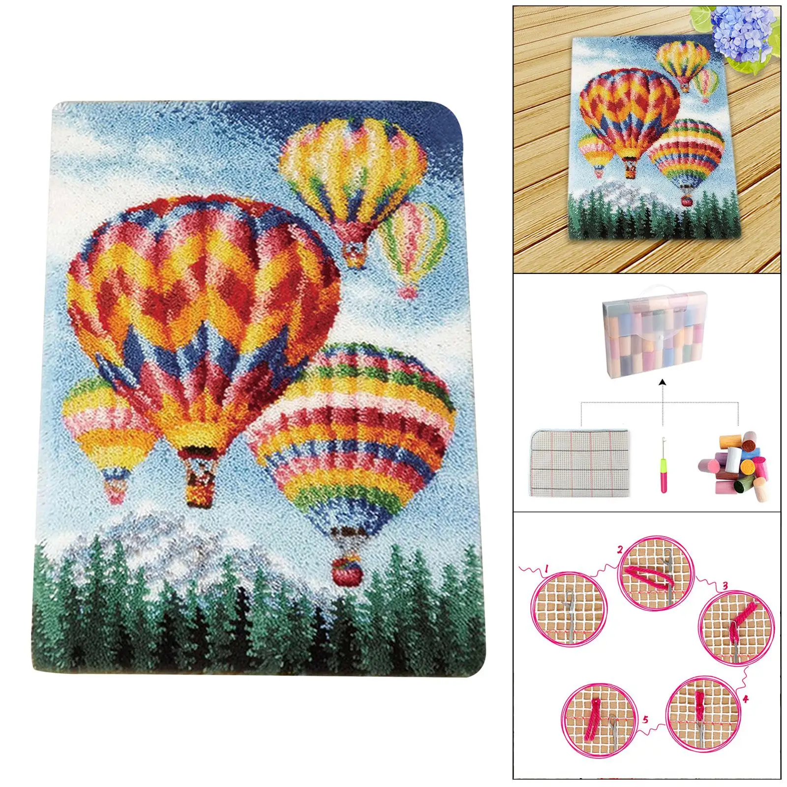  Rug Kits Carpet Embroidery Hot Air Balloon for Adults Kids Crafts