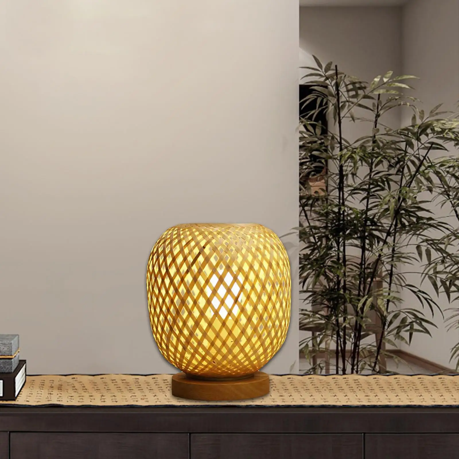  Weaving Lampshade Bedroom Desk Light Study Desk Lamp Bedside Table Lamp  Living Room Decoration Bamboo Lamp Shade