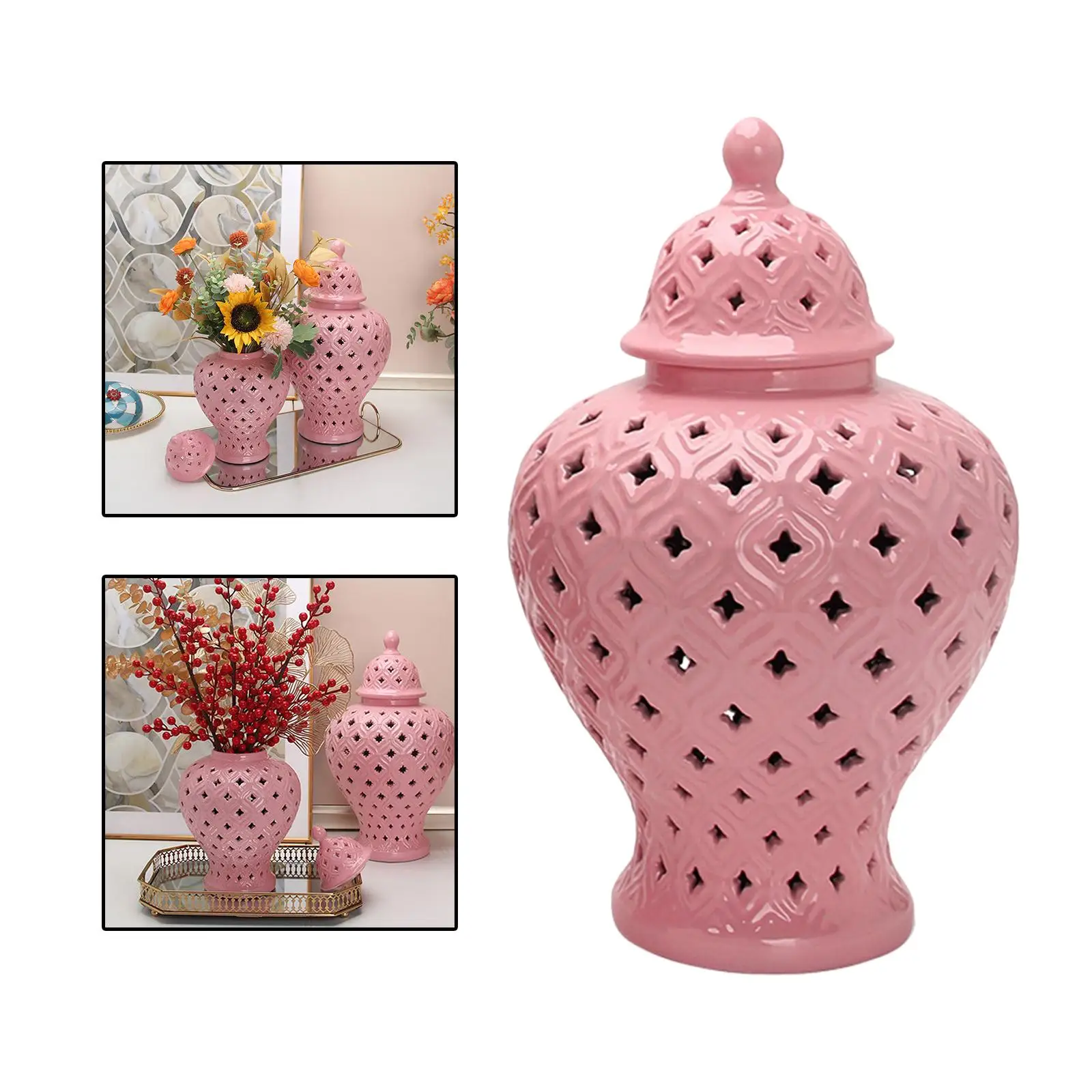 Modern Ceramic Ginger Jar Vase Decorative Table Centerpiece Storage Jar