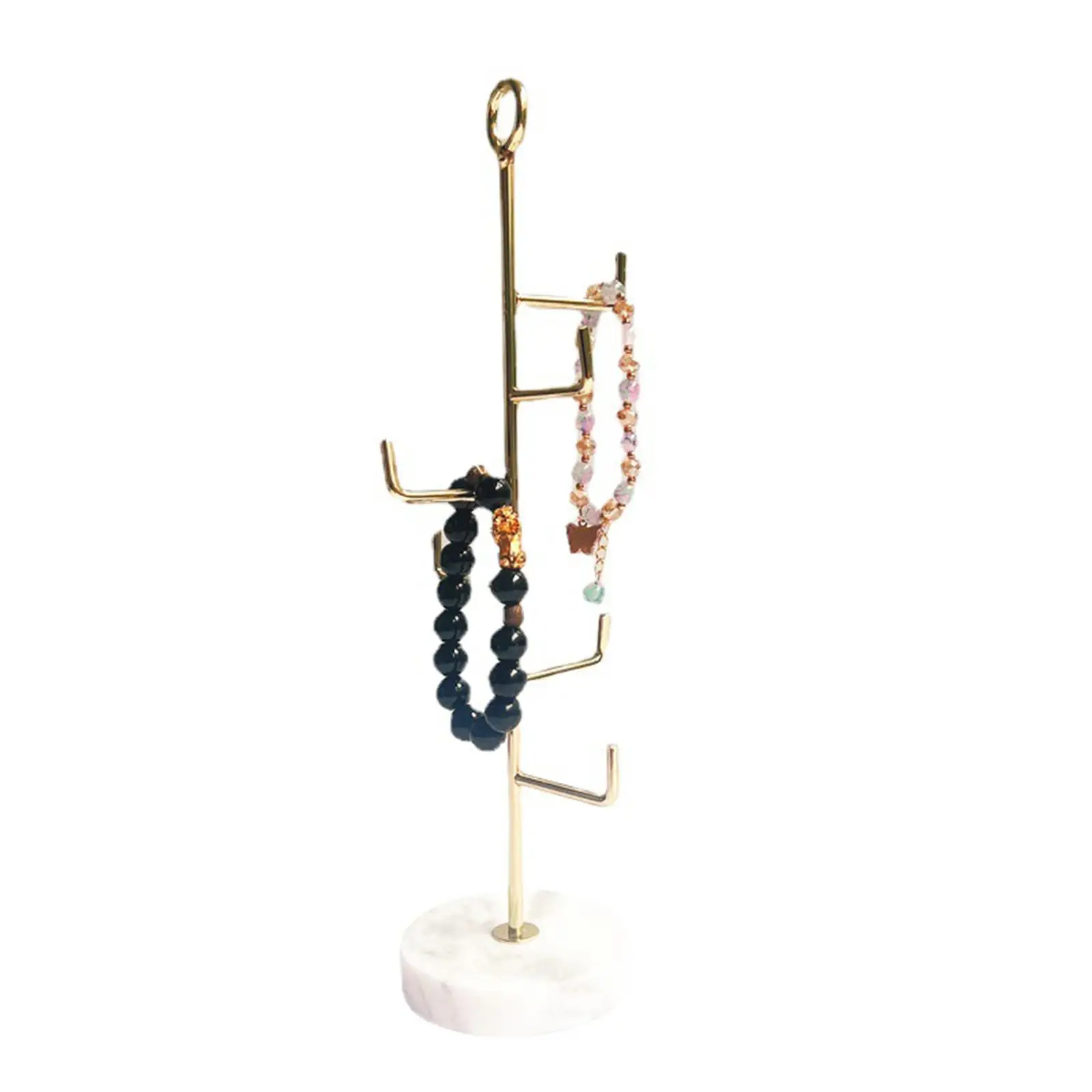 6 Tier Jewelry Stand Hanger Bracelets Necklaces and Earrings Holder White Marble Base Stable Base Organizer Simple and Elegant