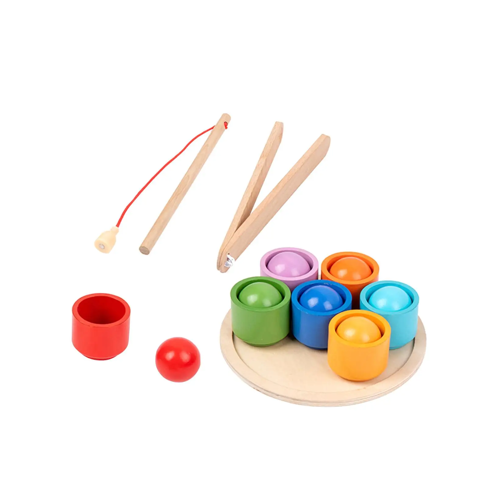 Rainbow Balls in Cups Sensory Fine Motor Skill Cups and Balls Classification for Preschool Coordination Kindergarten Interaction