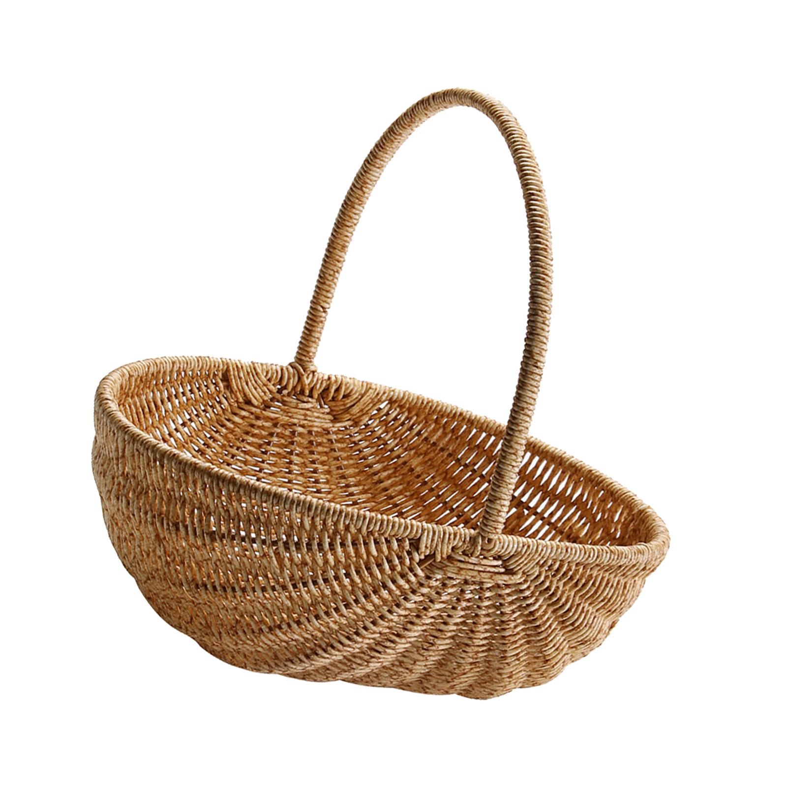 Multipurpose Woven Basket with Handle Breathable Picnic Cabinet Camping