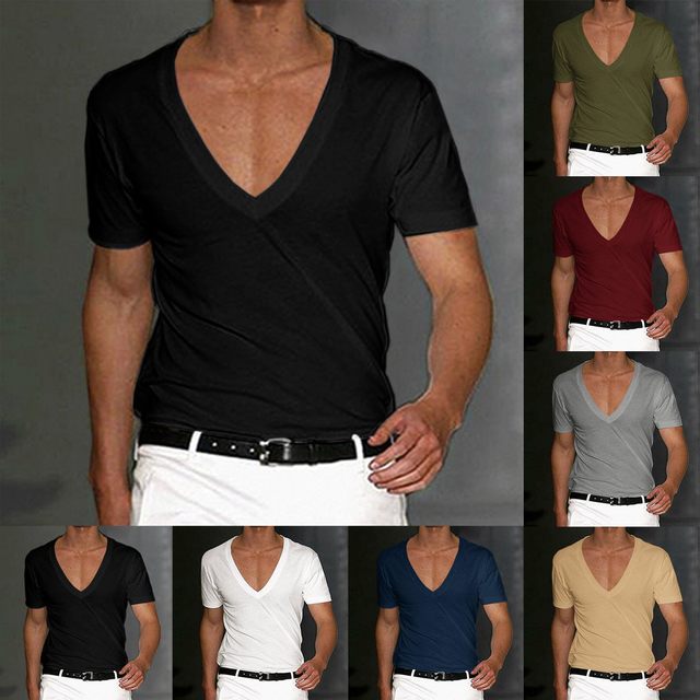 Men Shirts Spandex Polyester V Neck  V Neck Shirts Men Short Sleeve -  Short Sleeve - Aliexpress