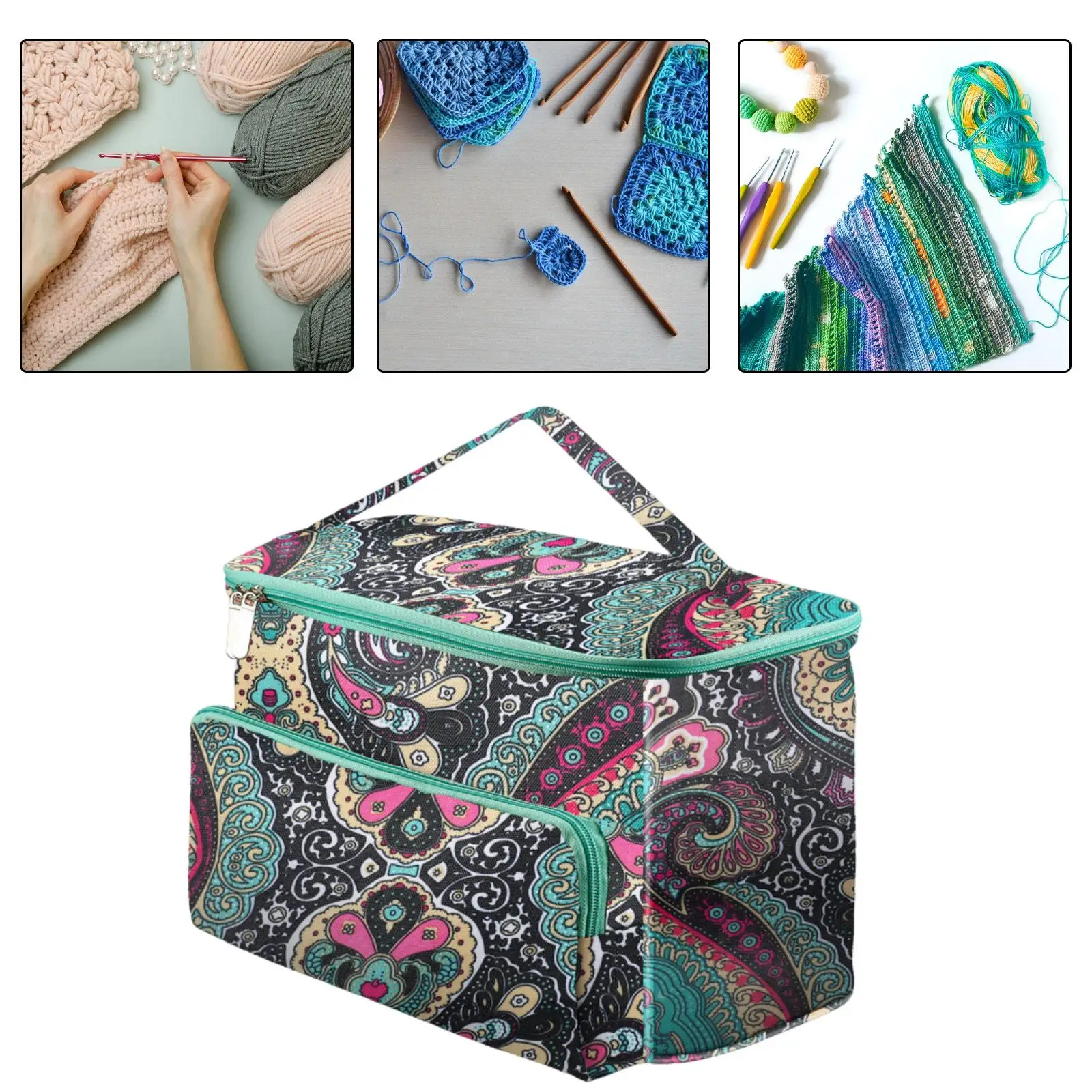 Yarn Storage Tote Bag Portable for Traveling Large Capacity Lightweight Waterproof Knitting Needle Bag Knitting Bag Crochet Bag