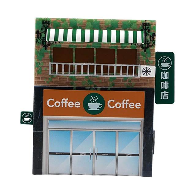 1:64 Simulation Cafe Decorative Multipurpose Collection Miniature Coffee Shop for Micro Landscape Scene Layout Props Girls Boys