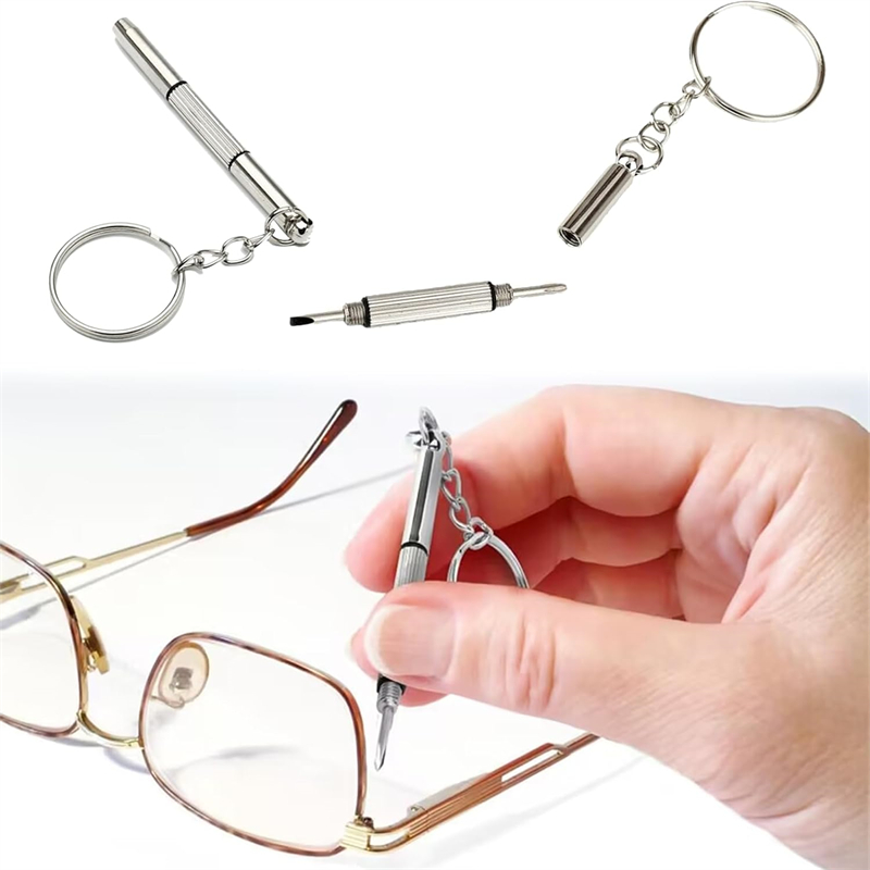 Mini-Handbrillen-Schraubendreher, 3-in-1-Brillenreparatursets, Multifunktions-Schraubendreher-Set für Sonnenbrillen, Uhren und Brillen mit Schlüsselanhänger – Detail 3