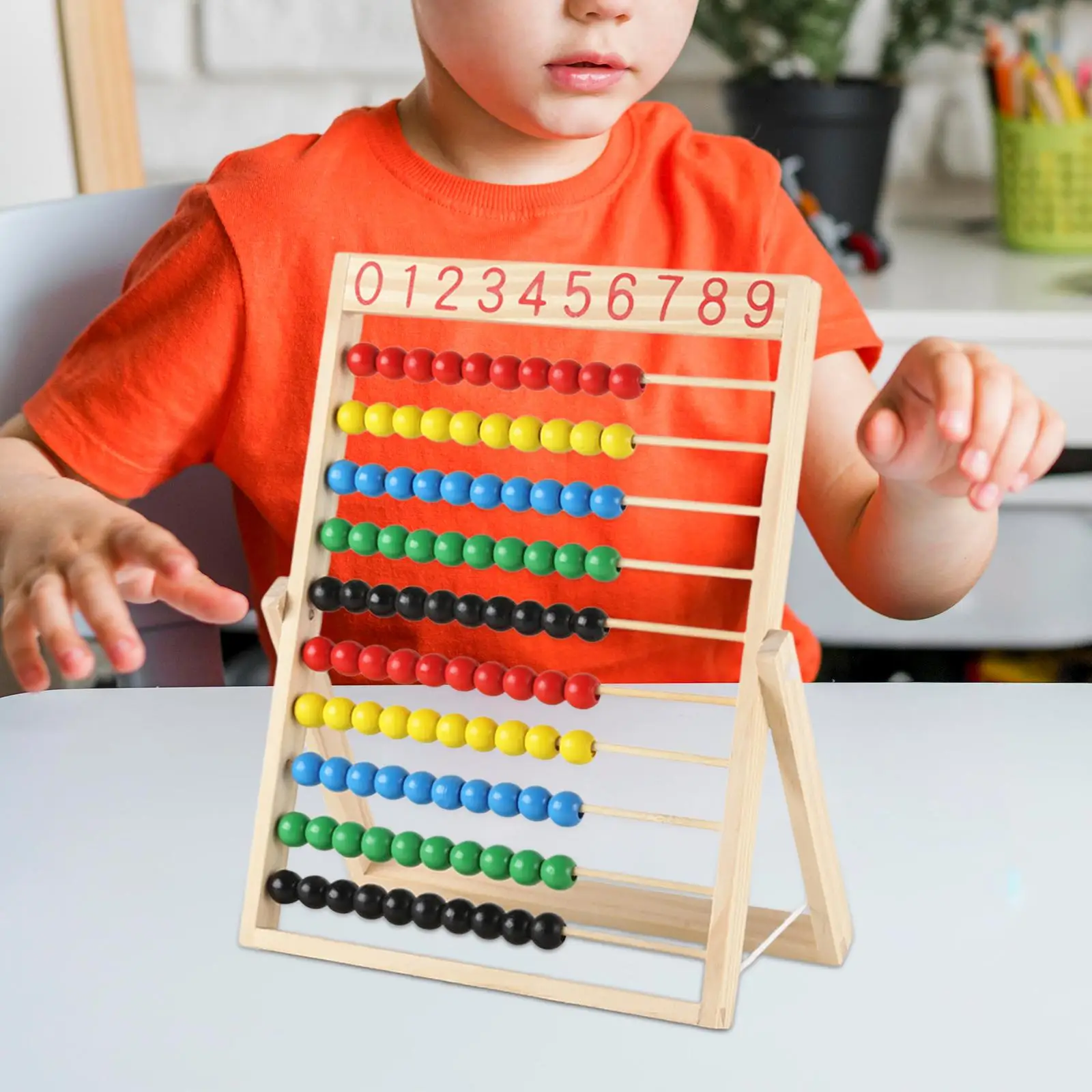 Ten Frame Set with 100 Colorful Beads Counting Classic Wooden Abacus for Elementary Toddlers Preschool Kindergarten Children