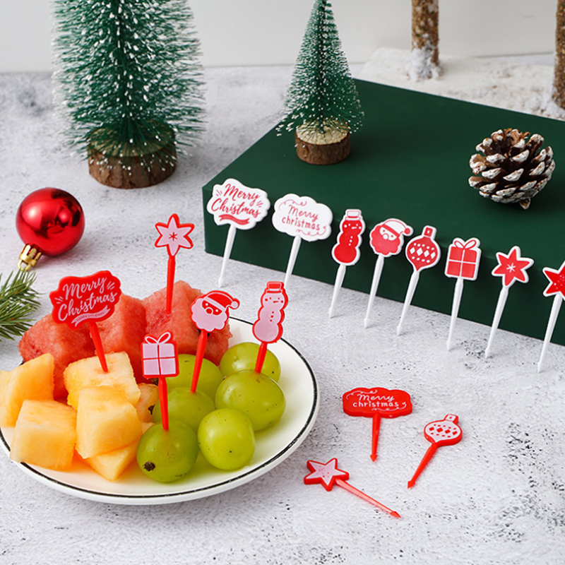 Description Picture 5 of itemChristmas Fruit Fork Food Pick Sliced Fruit Fork Animal Plastic Toothpick Stick Bento Accessories Children's Food Selection
