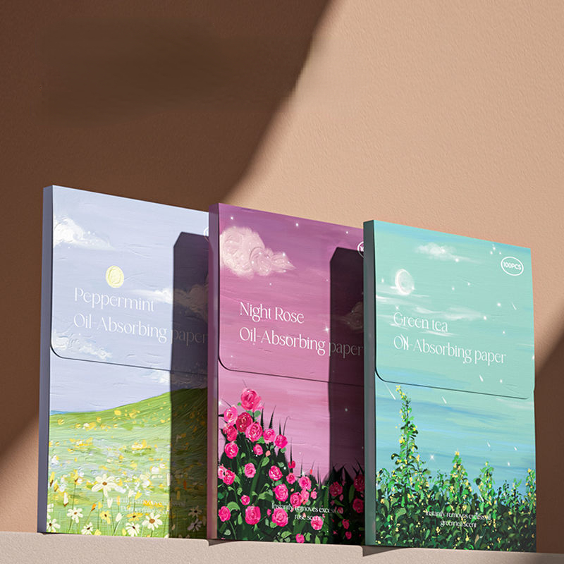 Description Picture 3 of item100pcs/bag Face Absorbent Oil Control Paper Mint Wipes Oil Removal Absorbing Sheet Matcha Oily Face Blotting Paper Makeup Summer