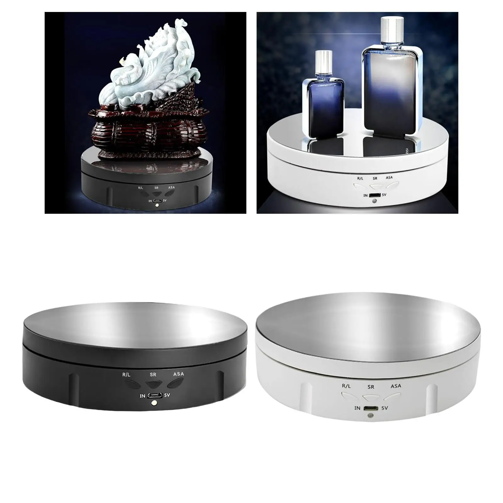 Motorized Rotating Display Stand with USB Power Cable Rotating Turntable Jewelry Holder for Jewelry 3D Models Watch Cake