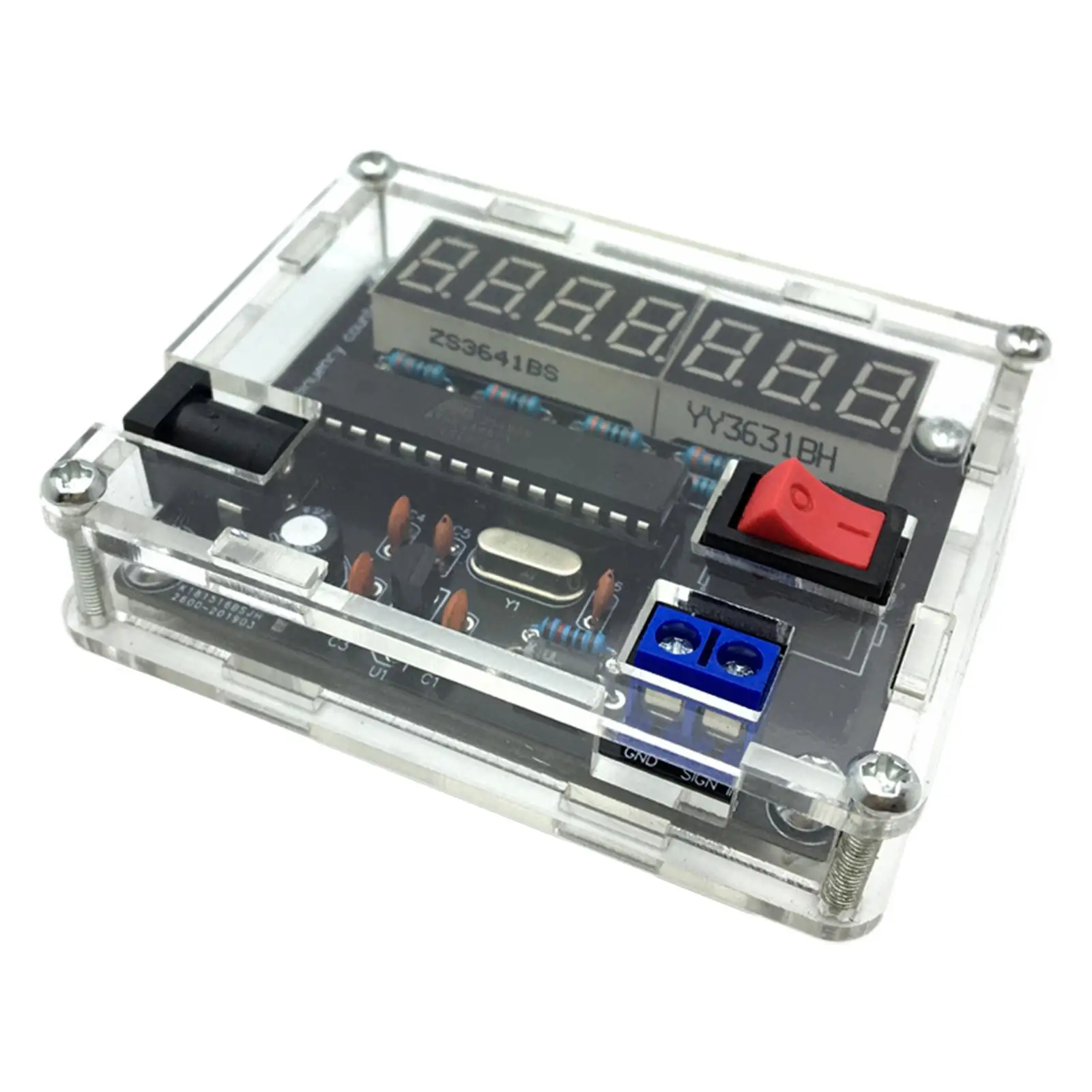 5-12V Frequency Tester with Acrylic Case 0.000 001Hz Resolution Measurement Oscillator Tester 10MHz