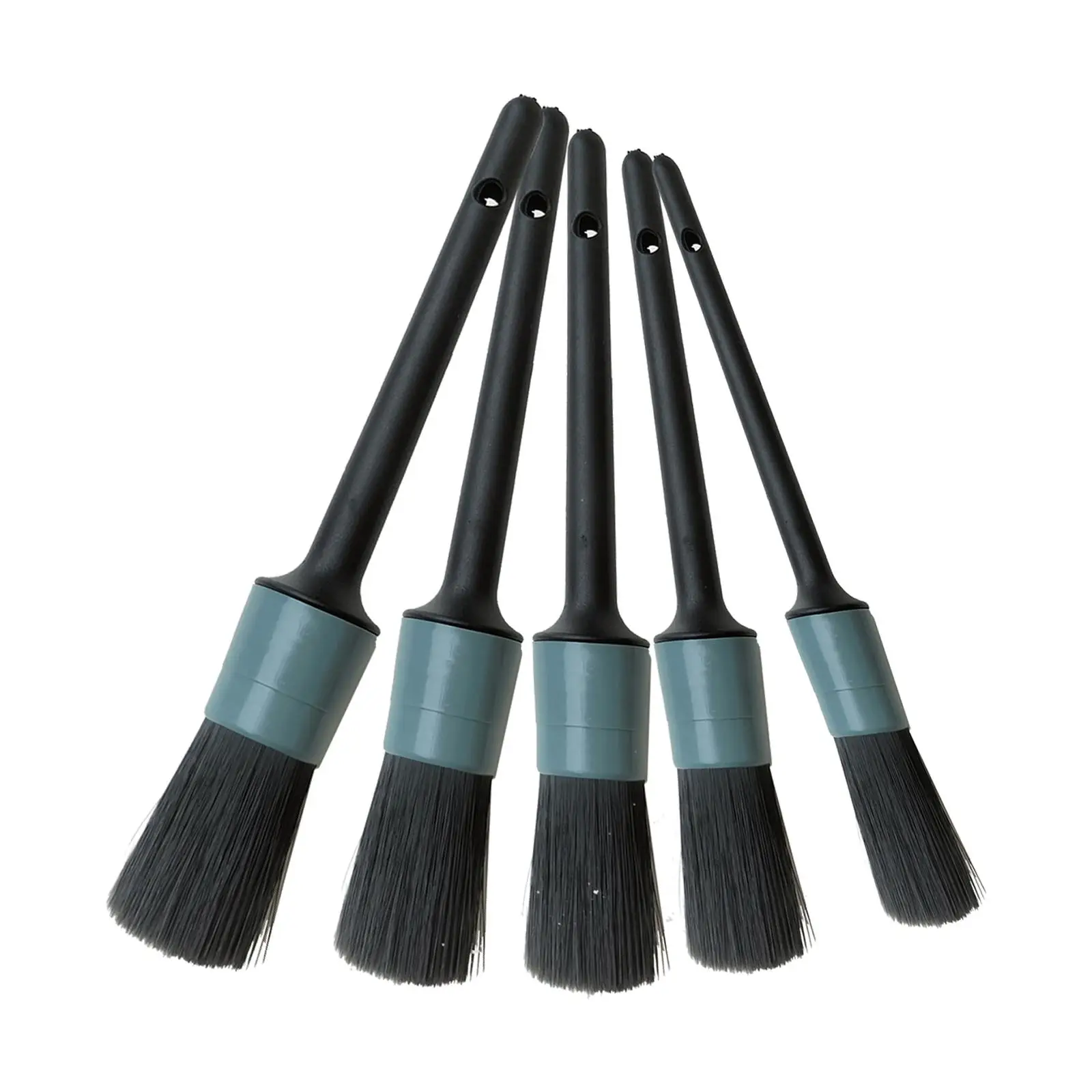 Pack of 5 Car Detailing Brush Set, with Hole On The Top of Handle Convenient for Air Vents Interior Exterior Leather Handy Tool