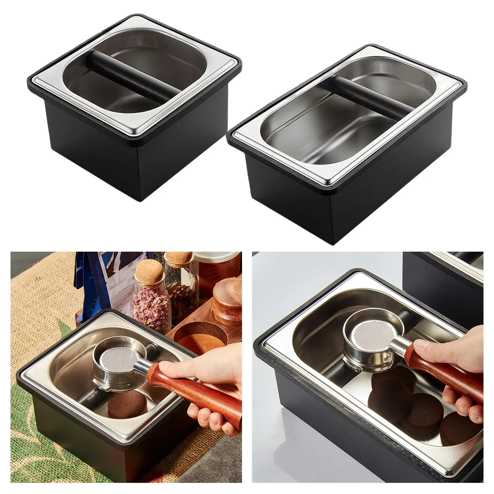 Stainless Steel Coffee  Anti Slip Base Easy to Clean Large Capacity Espresso  Grounds
