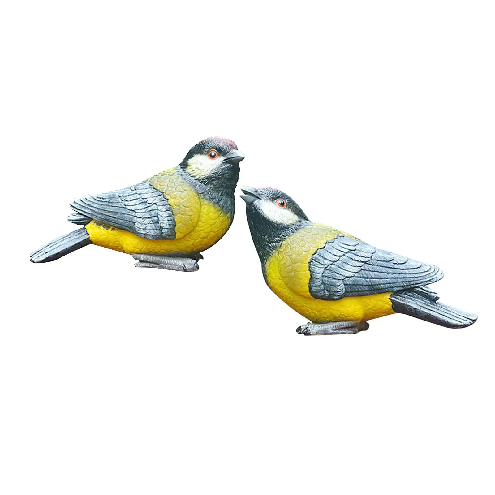 2Pcs Bird Statues Decorative Simulation Art Crafts Ornament Sculpture Figurines for Bookcase Outdoor Indoor Yard Office Lawn