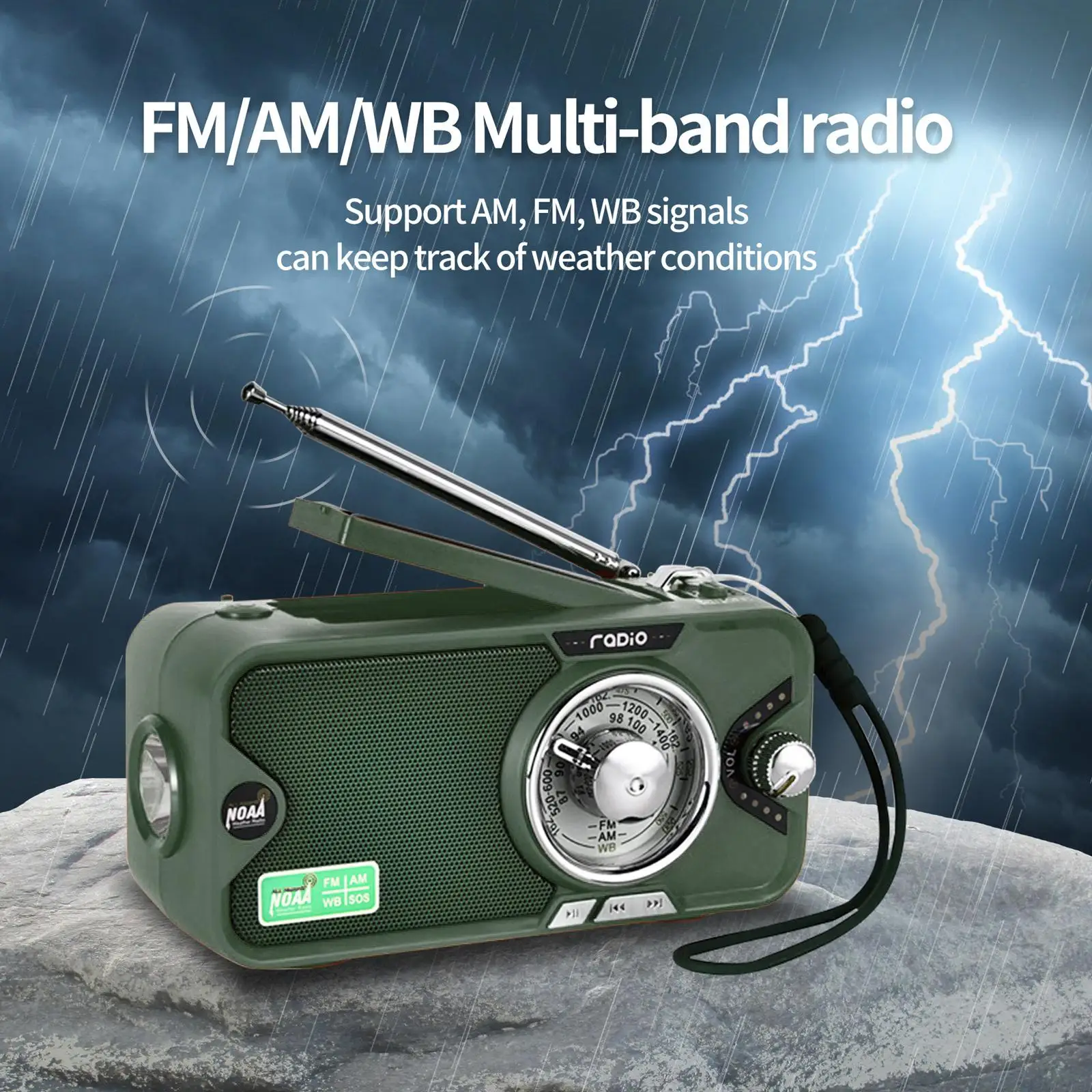 Emergency Radio Solar Charging with AM FM Reading Lamp Rechargeable Bluetooth 5.0 Bluetooth Speaker for Outdoor Activities