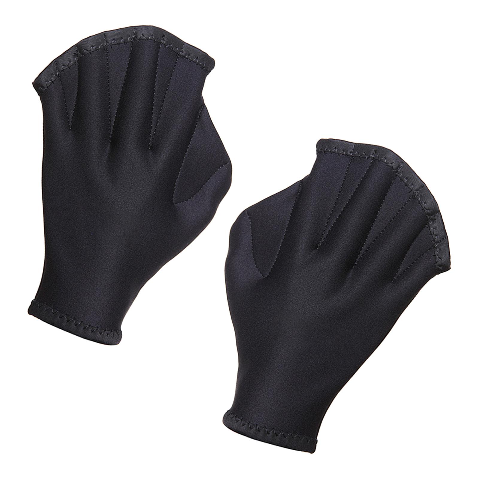 1 Pair Aquatic Swimming Gloves , Webbed Fingers Fitness (Black) for Exercise Training