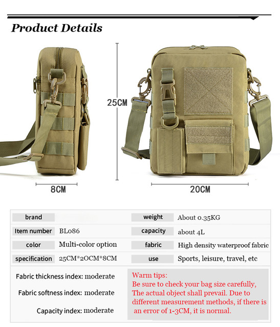 Borsa Tattica Explokit Per Uomo - Tracolla Regolabile, 32x16x34 Cm