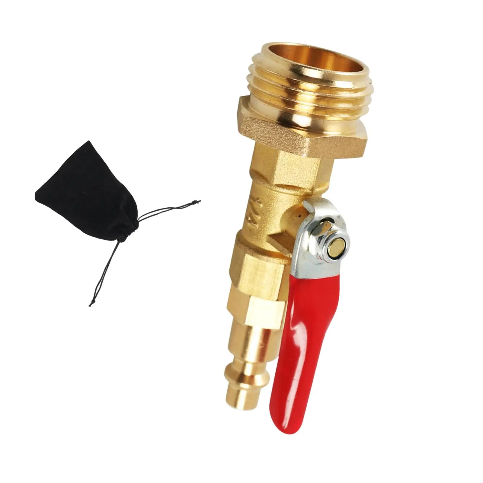 Winterize Blowout Adapter with 1/4 inch Male Quick Plug Brass Made Garden Hose Quick Connecting Plug for RV with Ball Valve