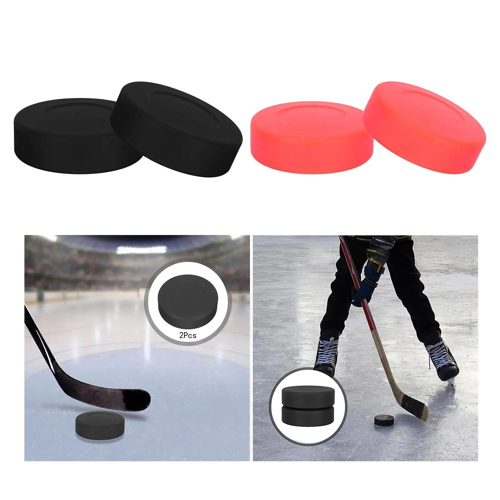2 Pieces Ice Hockey Puck Multipurpose Smooth Sturdy Wear Resistant Hockey Ball for Starters Professionals Kids Training