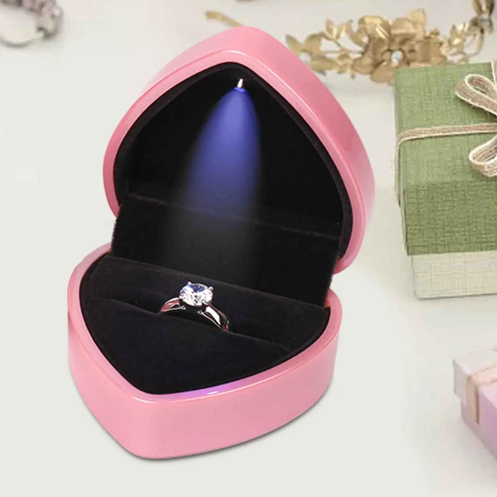 Ring Organizer Box Heart Shaped Gorgeous Diamond Cut for Jewelry Packaging