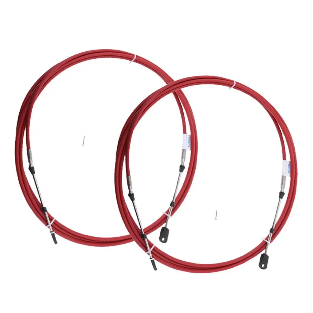 2Pcs 19Ft Throttle  Control Cable Steering System for  Outboard