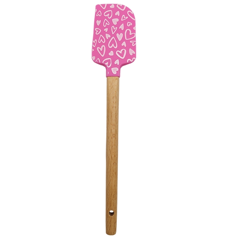 Title 9, Heart Cake Cream Silicone Spatula Wooden Handle...