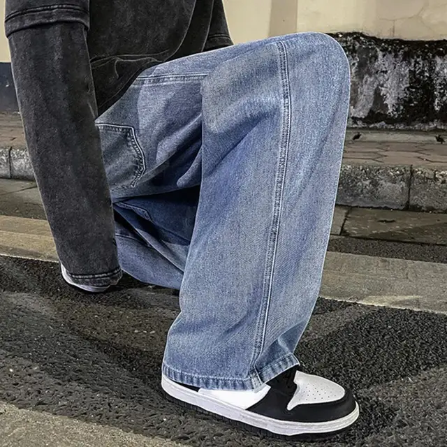 2023 New Korean Fashion Loose Jeans Classic Straight Straight Baggy Wide Leg  Trousers Street Hip Hop Pants 3xl Black Grey Blue