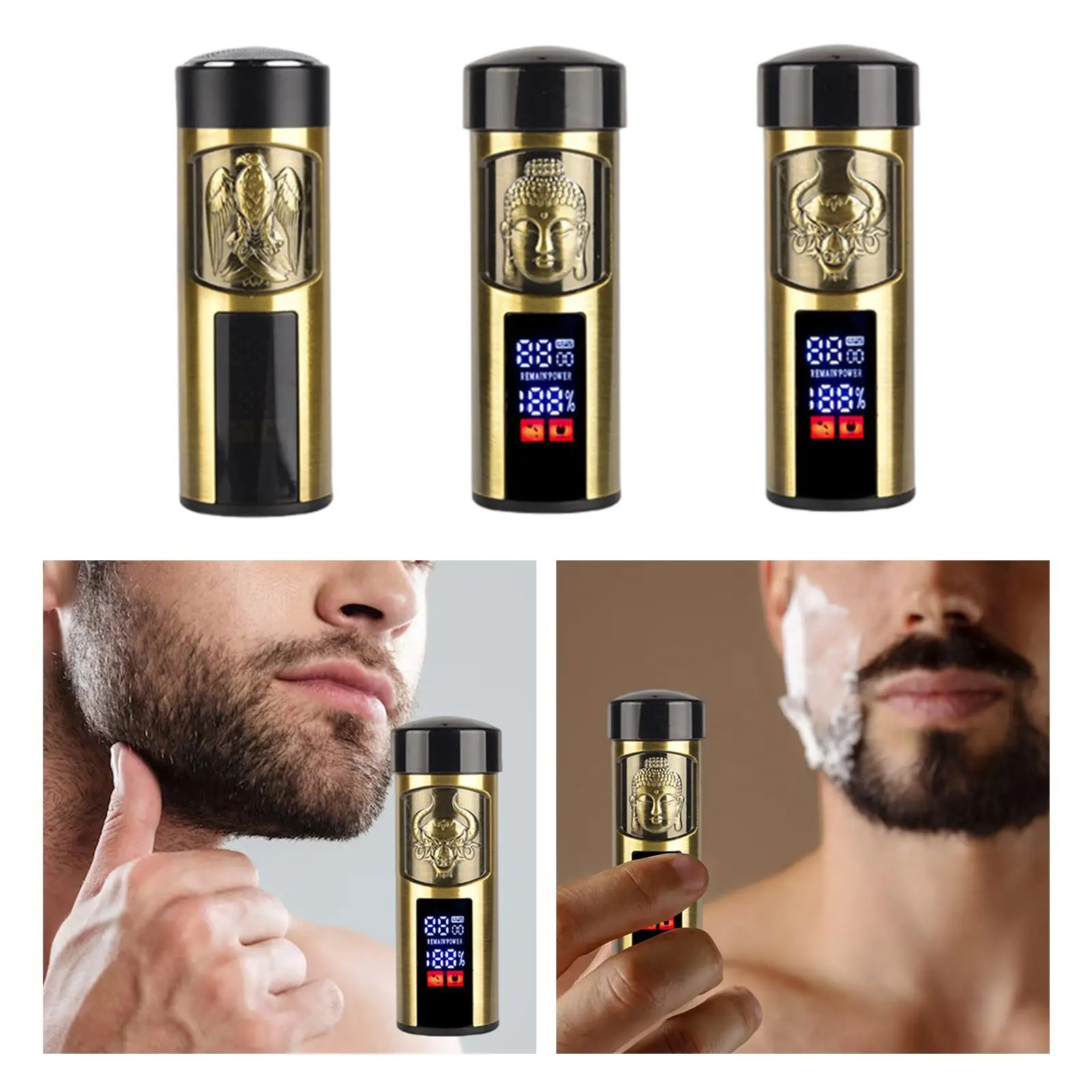 Men Electric Shaver USB Rechargeable Low Noise LED Display Male Cordless Portable Electric Shaver for Travel Shaves Home Car Use