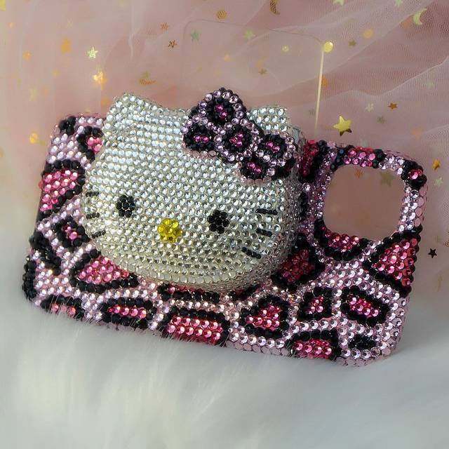 サンリオラインストーン電話ケースiPhone、メイクミラー、ハロー