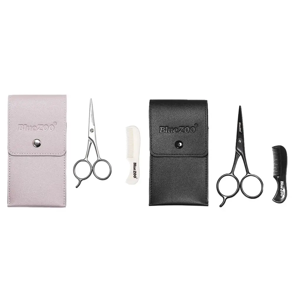 Men Beard Mustache Scissors Grooming Trimmer + Comb Set Kit, Come with a PU bag, Male Facial Care Tool