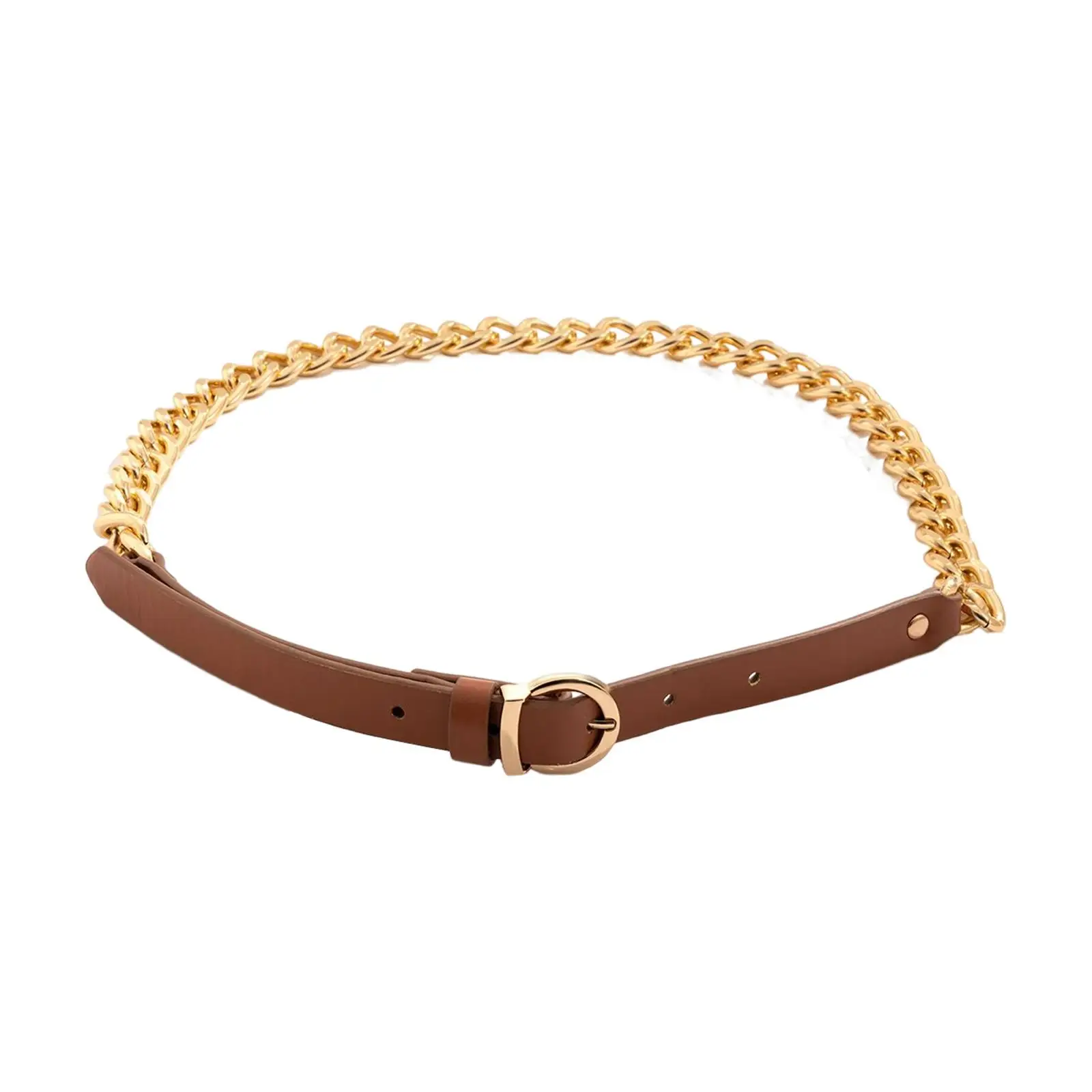 Fashion Women Waist Belt Metal Chain Waistbelt Pants Decorative PU Leather for Boys Girls