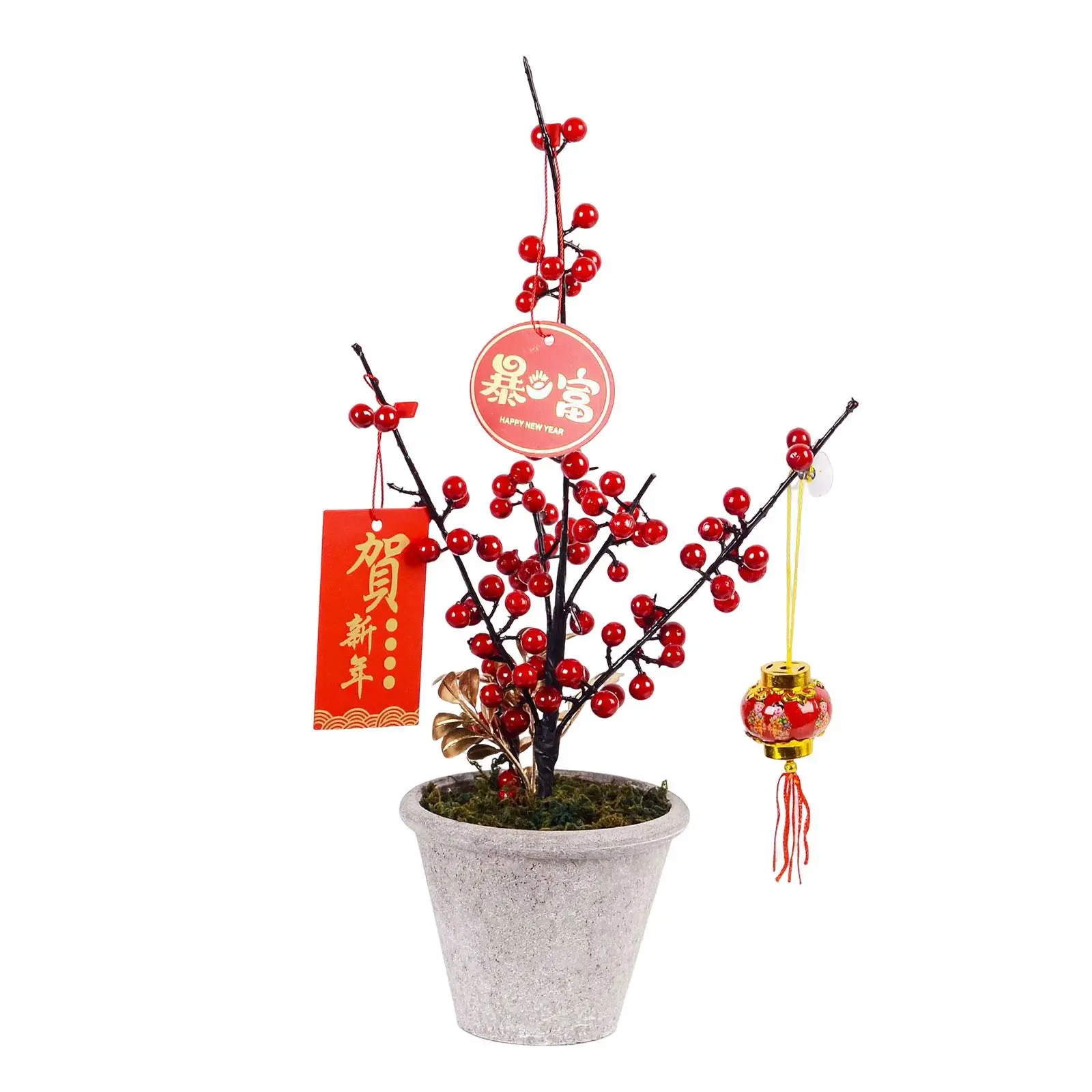 Artificial Potted Flower Bonsai Decoration Table Centerpiece Chinese New Year Ornaments for Wedding Hotel Party Holiday Home
