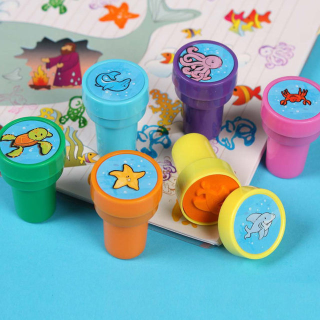 6pcs/set Cute Cartoon Kids Stamp Set Teachers Self Inking Praise Reward  Stamps Motivation Sticker School