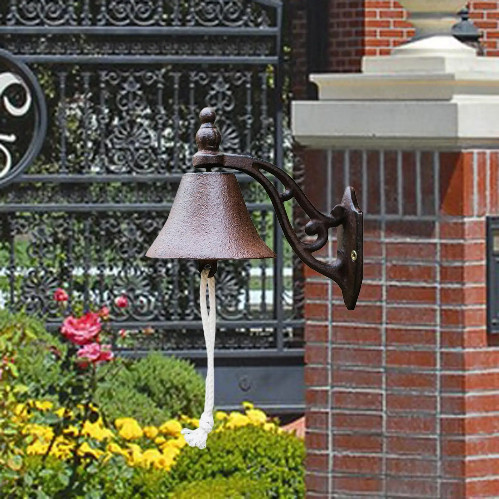 Porch Dinner Bell Door Bells Decorative Garden Bells Antique Type Cast Iron Bell Wall Mounted Dinner Bells for Lawn Farmhouse